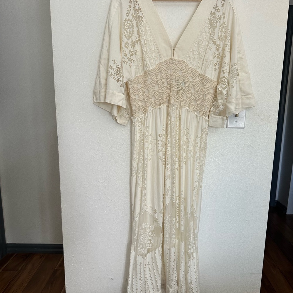 FARM Rio Cream Sheer Floral Dress